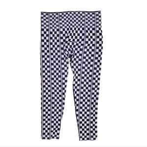 Women's Blue‎ White Checkered Seamless Yoga Workout Leggings Medium